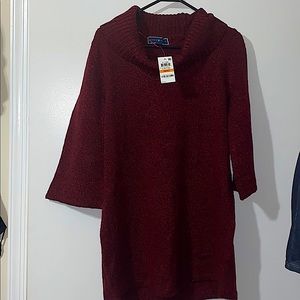 Karen Scott Cowl Neck 3/4 Sleeve Tunic Sweater